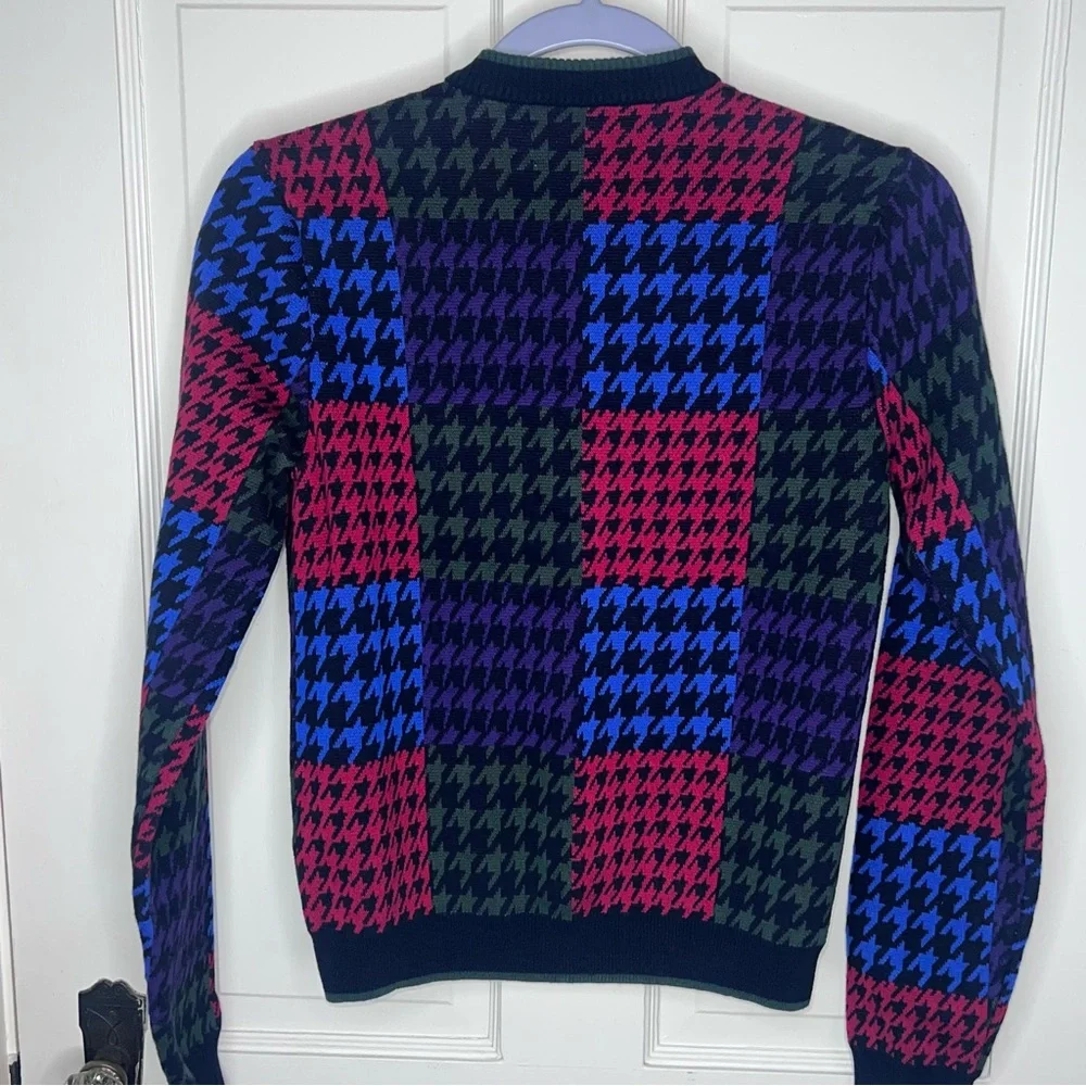NWOT Teddy Fresh Multicolor Houndstooth Cardigan Red Blue Green Purple
